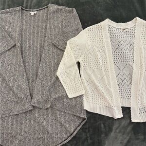 LuLaRoe Gray and White Women's Cardigan Duo
